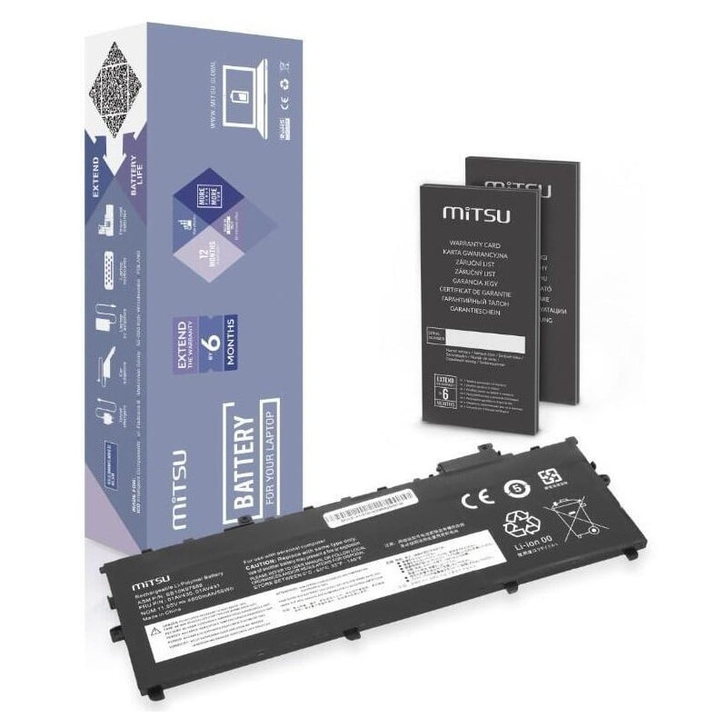 batteria notebook mitsu per lenovo thinkpad x1 carbonio 4800mah 11,55