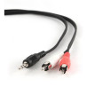 cavo audio gembird jack 3.5mm a 2xrca, m/m 2.5m nero/rosso/bianco