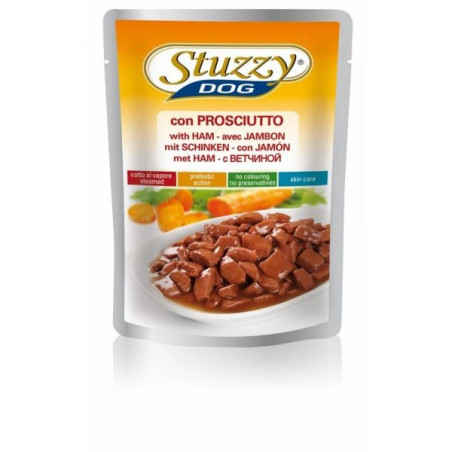 cibo umido agras pet foods per cani stuzzy bocconcini con prosciutto