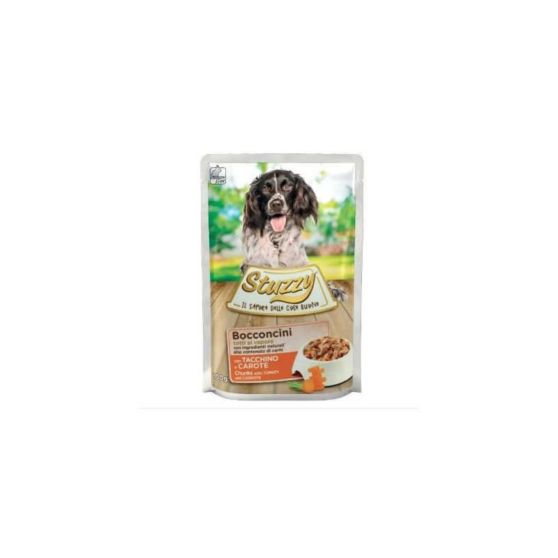 cibo umido agras pet foods per cani stuzzy bocconcini con tacchino