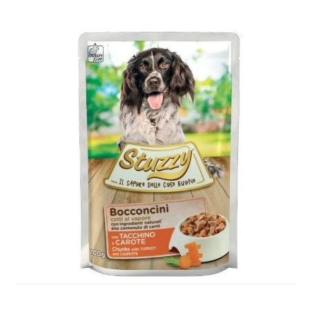 cibo umido agras pet foods per cani stuzzy bocconcini con tacchino