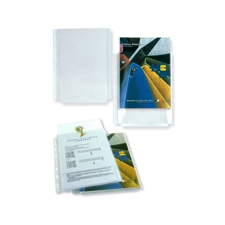 Buste trasparenti forate sei rota 10 pz. con soffietto 21x29,7 [662506]