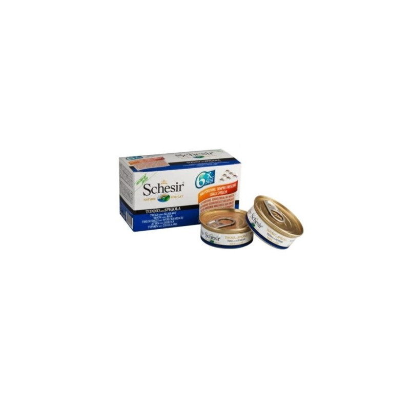 cibo umido per gatti agras pet foods schesir tonno con branzino in