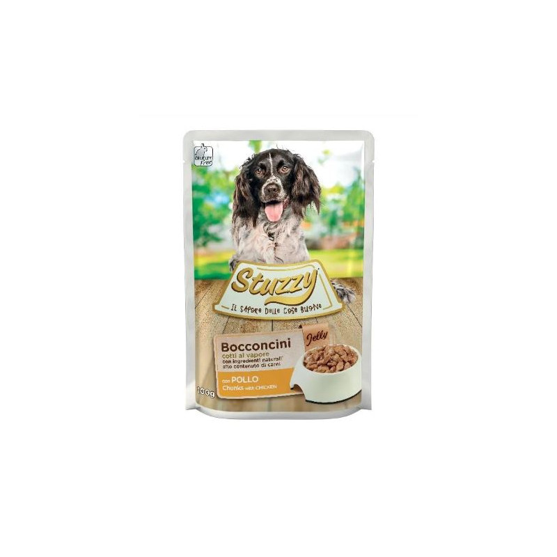 cibo umido agras pet foods stuzzy chicken in jelly pollo in gelatina