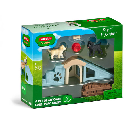 set di statuine schleich area giochi con cuccioli in plastica 12pz