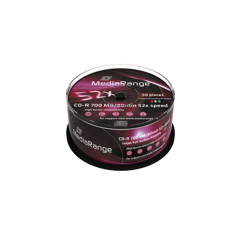 confezione cd-r mediarange cdr80 700mb 52xcb 50pcs [mr208]