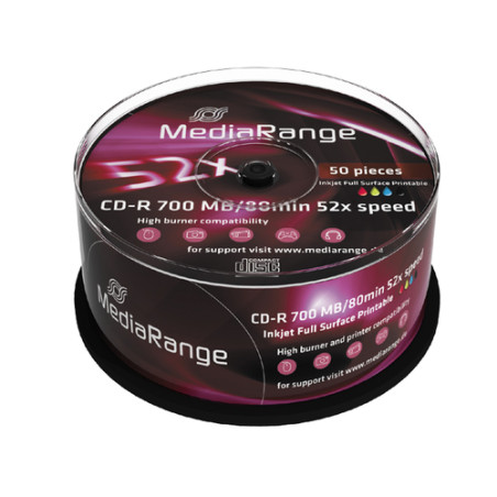 confezione cd-r mediarange cdr80 700mb 52xcb 50pcs [mr208]