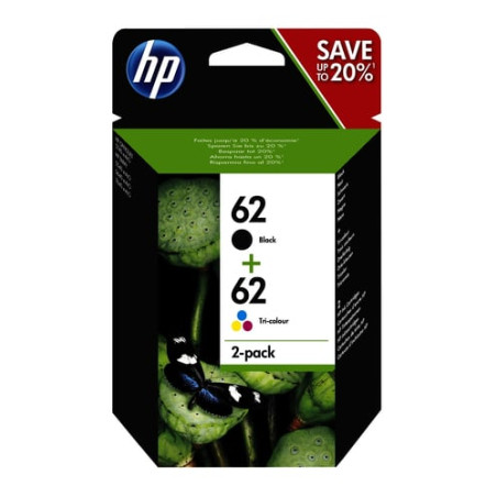 Cartuccia hp 62 nero + multicolor per stampanti hp - set da 2