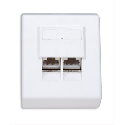 presa a muro rj45 cat 6 esterna 2 porte, ftp, colore bianco