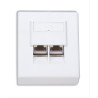 presa a muro rj45 cat 6 esterna 2 porte, ftp, colore bianco