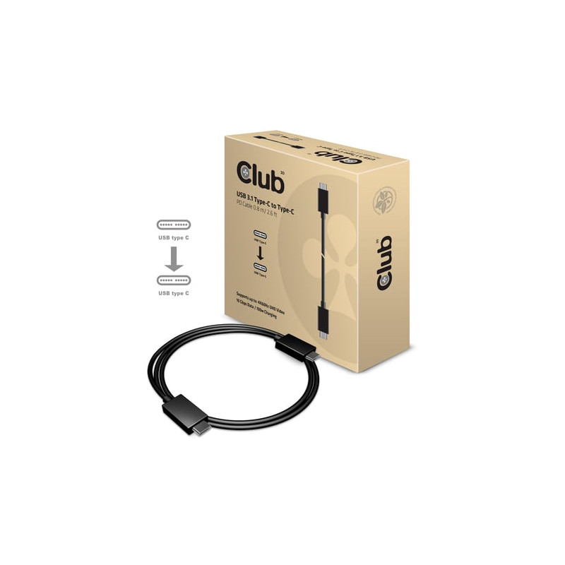 Cavo usb club3d usb 3.1 typ c 0,8m powerdelivery st/st [cac-1522]