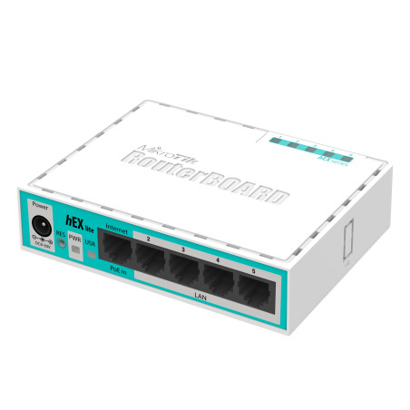 router mikrotik rb750r2 hex lite 5x rj45 100mb/s bianco