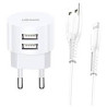 alimentatore da rete usams 2xusb t202.1a lightning bianco [azusatlusa00463]