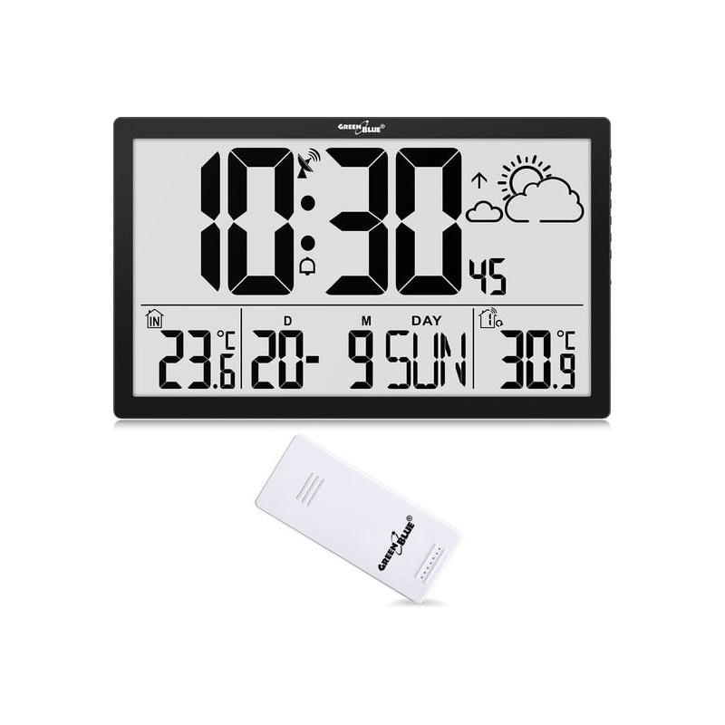 stazione meteorologica greenblue gb218 wireless con termometro nero