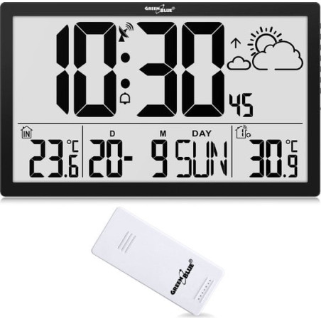 stazione meteorologica greenblue gb218 wireless con termometro nero