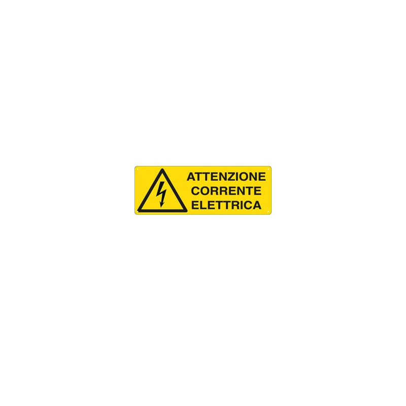 cartello alluminio 35x12,5cm 'attenzione corrente elettrica'