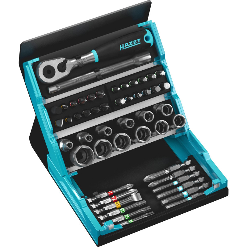 chiave a cricchetto con bit set hazet smartcase 50pz nero/blu [2200sc-2]