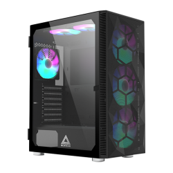 case montech x3 mesh midi-tower ventole rgb vetro temperato nero