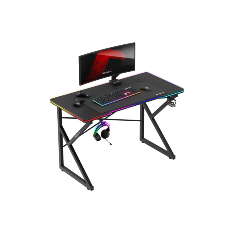scrivania da gioco hero 1.7 rgb piedini regolabili nero [hz-hero
