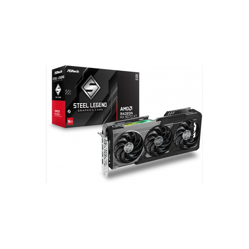 scheda video amd asrock radeon steel legend dark 3fan rx 9070xt 16gb