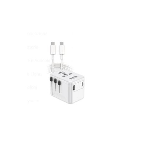 adattatore da viaggio karma cc 9602usbc + cavo 1.5m bianco [cc 9602usbc]