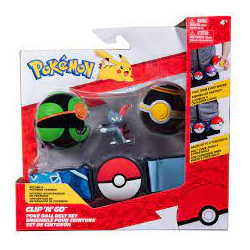 figurina jazwares pokemon clip n go poke ball set cintura (assortimento)