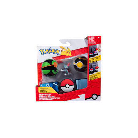 figurina jazwares pokemon clip n go poke ball set cintura (assortimento)