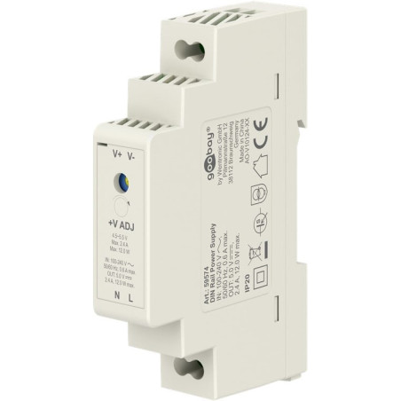 alimentatore goobay 59574 per guida din 5v/2.4a/12w bianco [59574]