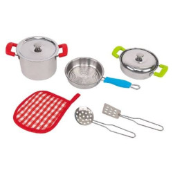 giocattolo globo set pentoline in metallo con accessori cucina 8pz
