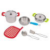 giocattolo globo set pentoline in metallo con accessori cucina 8pz