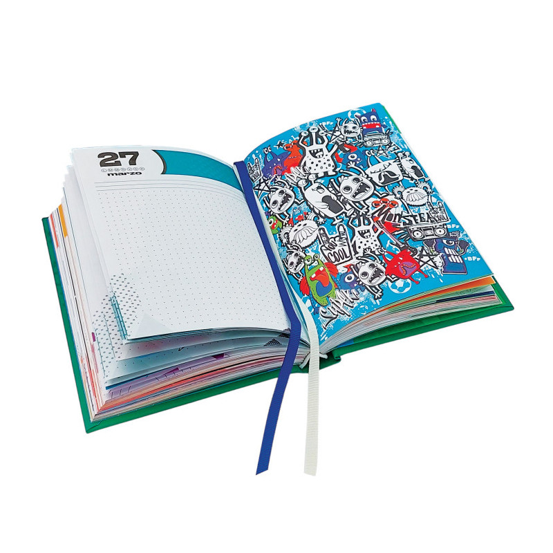 diario scolastico one color boy blasetti 13x18cm 12mesi 6colori assortiti