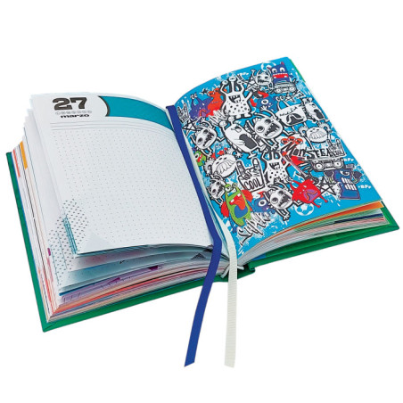diario scolastico one color boy blasetti 13x18cm 12mesi 6colori assortiti
