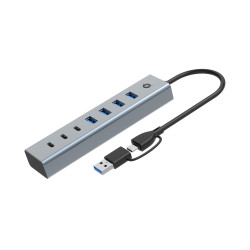 hub usb conceptronic 3xusb-c e 4xusb-a 5000mbit/s grigio