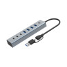 hub usb conceptronic 3xusb-c e 4xusb-a 5000mbit/s grigio
