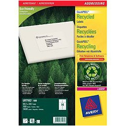 etichette avery laser bianche ricicl. lr7163-100 fogli (16 etichette/foglio