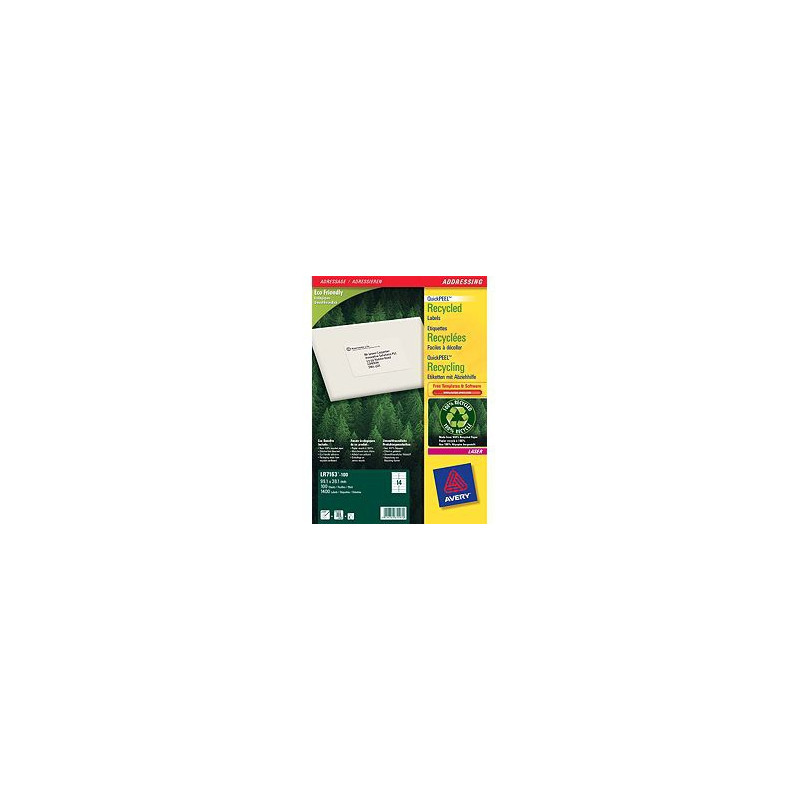etichette avery laser bianche ricicl. lr7163-100 fogli (16 etichette/foglio