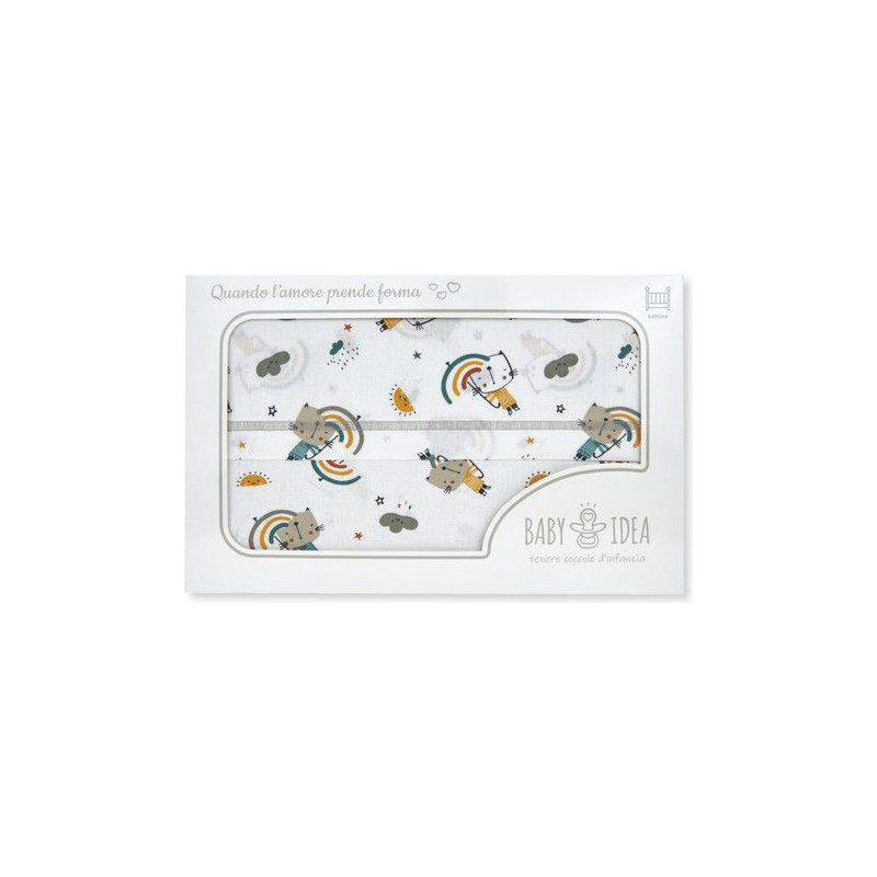 set completo lenzuola baby idea per lettino fantasia in cotone beige