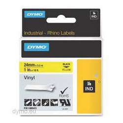 Nastro etichette dymo rhino band ind vinyl 24mm x 5,5m nero giallo