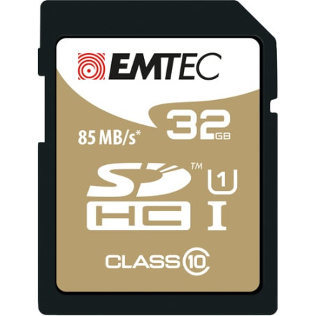 32gb scheda sd emtec sdhc classe 10 gold + kartenblister [ecmsd32ghc10gp]