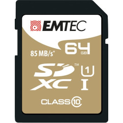 64gb scheda sd emtec sdxc classe 10 gold + kartenblister [ecmsd64gx10gp]