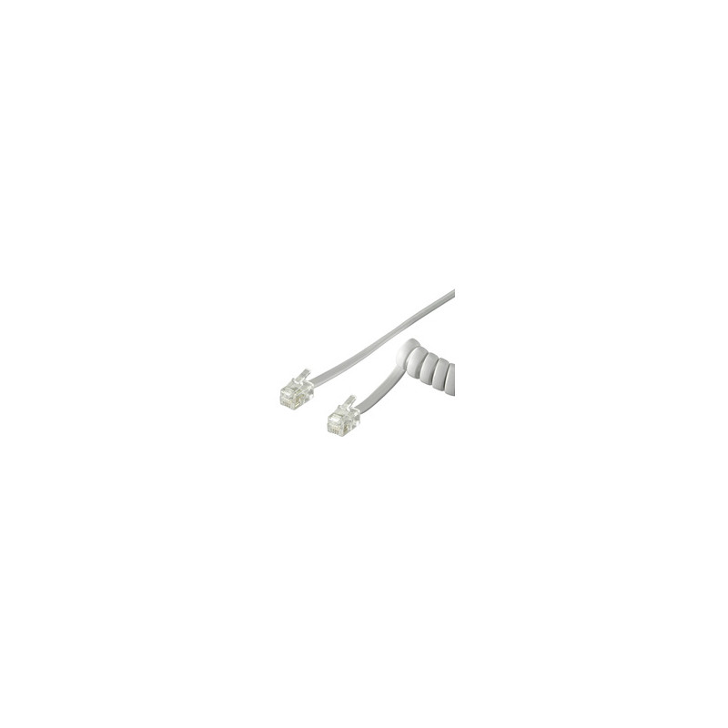 cavo telefonico spiralato per cornetta 2mt rj10 4p4c bianco