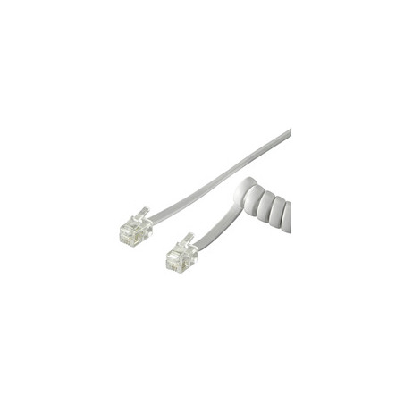 cavo telefonico spiralato per cornetta 2mt rj10 4p4c bianco
