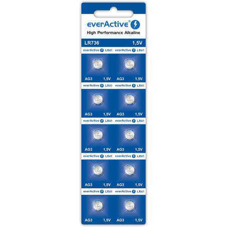 confezione di pile a bottone everactive g3 lr736 lr41 10pz [evag3]