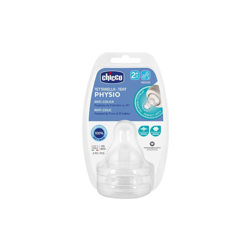 tettarella chicco physio silicone 2pz 2m+ perf 5 00203.230