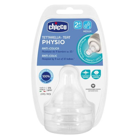 tettarella chicco physio silicone 2pz 2m+ perf 5 00203.230