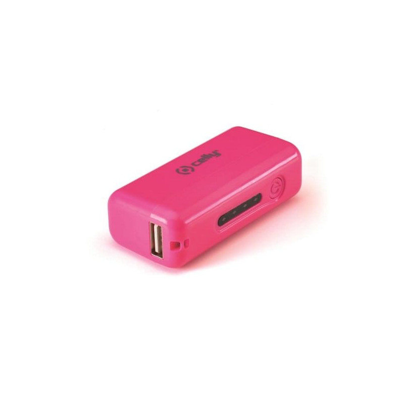 Batteria portatile celly 2200mah 1x usb usb 1a cavo microusb rosa