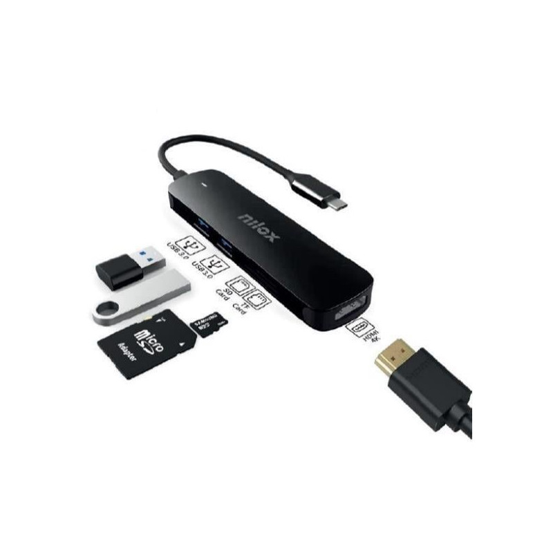 hub usb nilox nxdsusbc05 5in1 usb-c/hdmi 4k 30hz nero [nxdsusbc05]