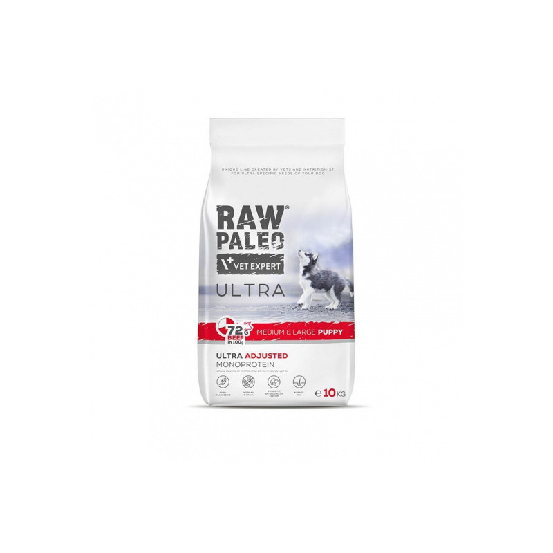 cibo secco vetexpert raw paleo ultra medium con manzo per cuccioli