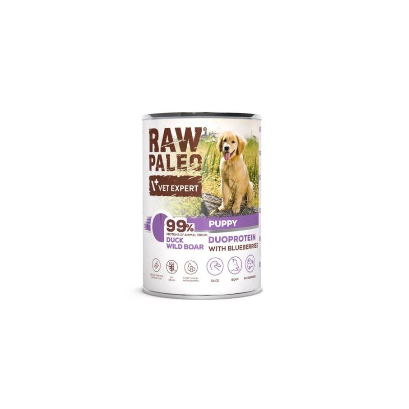 cibo umido vetexpert raw paleo duoprotein con anatra/cinghiale per