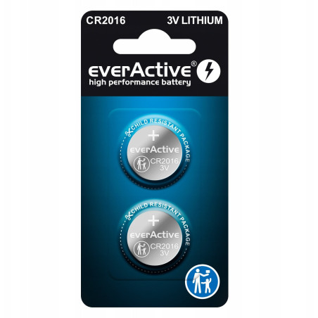 batteria a bottone everactive cr2016 al litio 80mah 3.0v blu/nero
